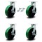 Service Caster 10 Inch Heavy Duty Green Poly on Cast Iron Caster Set with Brake and Swivel Lock SCC-KP92S1030-PUR-GB-SLB-BSL-4 - alternate 1